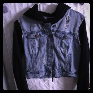 Ci Sono Distressed Denim/ Hoodie jacket